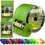 TECEUM Paracord Type III 550 Fluo Green - 1000 ft - 4mm - Tactical Rope MIL-SPEC - Outdoor para Cord -Camping Hiking Fishing Gear and Equipment - EDC Parachute Cord - Strong Survival Rope 017