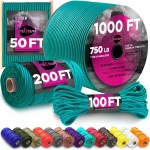 TECEUM Paracord Type IV 750 lb Green Wave - 1000 ft - 4mm - Nylon Strong Tactical MIL-SPEC Parachute Cord - Survival Rope Emergency para Cord 11 Strands Core EDC Camping Hiking Military Gear 460a