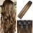 WindTouch Clip In Hair Extensions Human Hair Balayage Chocolate Brown To Dark Blonde Ombre Highlights for Brown Hair 18Inch 75g 4T27P4 7PCS
