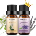 Sedbuwza Lavender Jasmine Essential Oil Set, Lavender Fragrance Oil Jasmine Scent Oil Set for Diffuser, Aromatherapy, Massage, Soap, Candle Making 2 x 10 ml