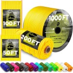 TECEUM Paracord Type III 550 Yellow Pastel - 200 ft - 4mm - Tactical Rope MIL-SPEC - Outdoor para Cord -Camping Hiking Fishing Gear and Equipment - EDC Parachute Cord - Strong Survival Rope 419