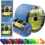 TECEUM Paracord Type III 550 ICY Lake - 1000 ft - 4mm - Tactical Rope MIL-SPEC - Outdoor para Cord -Camping Hiking Fishing Gear and Equipment - EDC Parachute Cord - Strong Survival Rope 466