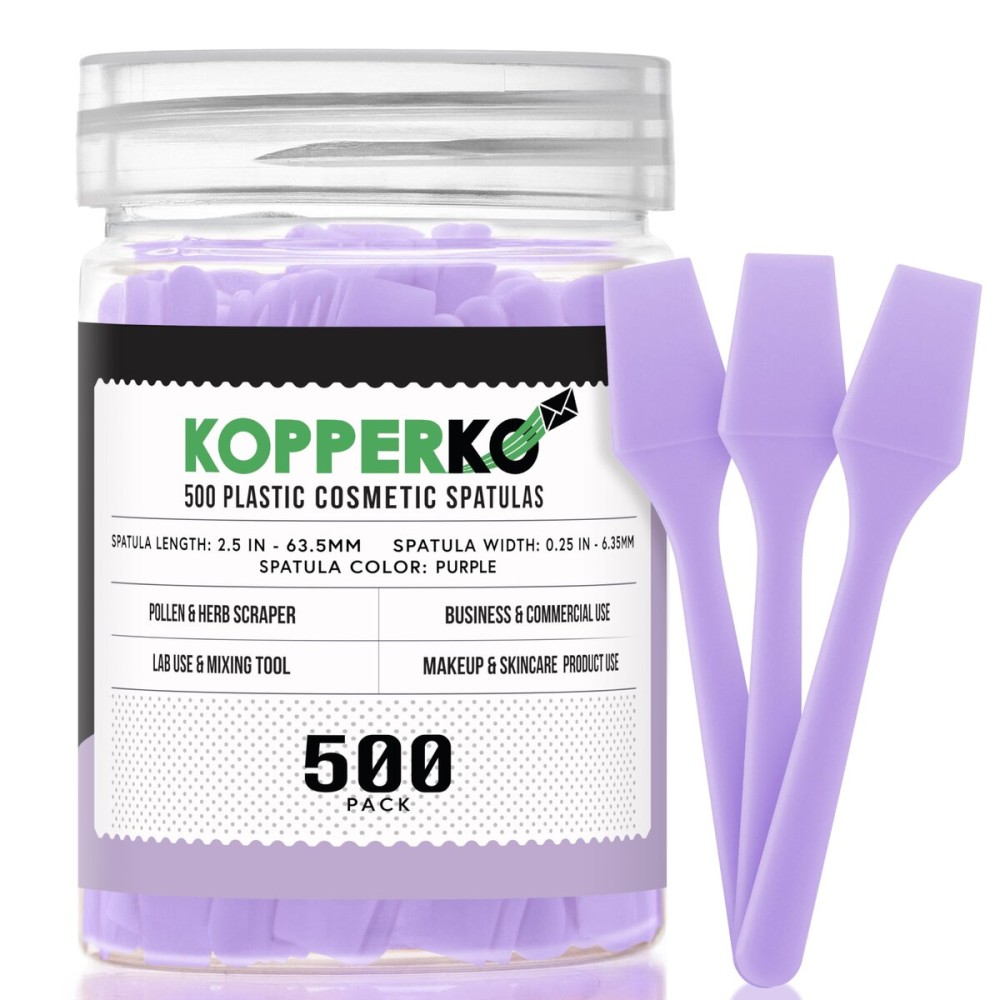 Kopperko Mini Beauty Spatula (2.5, 500 Pack) - Small Beauty Spatulas for Creams, Cosmetics & Crafts | Moisturizer Applicator for Mixing, Cosmetic, Face Mask | Disposable Makeup Spoon | Purple