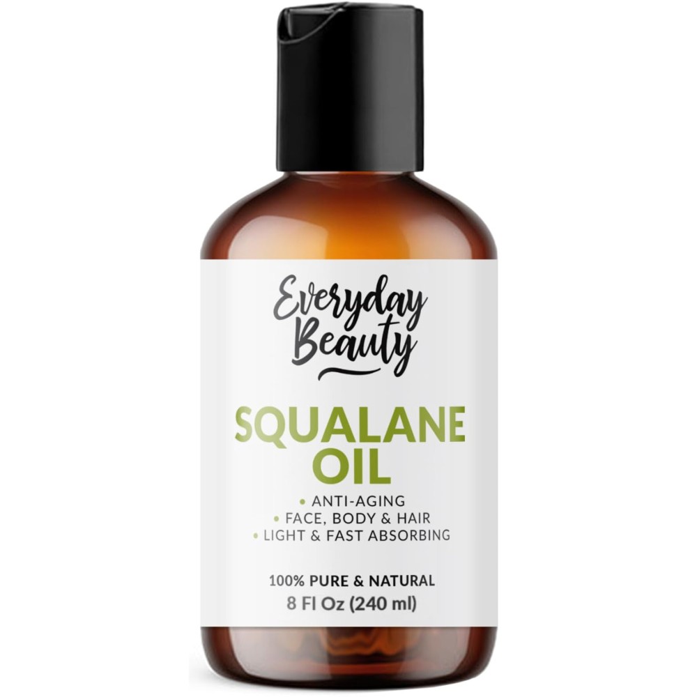 Squalane Oil - 100% Pure & Natural Plant Derived Facial Oil 8oz Bulk - Cold Pressed and Unrefined Premium Grade Multipurpose Moisturizing Oil For Skin and Hair