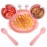 ROCCED Suction Plates for Baby, Silicone Plates with Suction Divided, Baby Spoon Fork Set for Toddler Baby Dishes Kids Utensils-Crab Pink