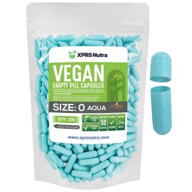 XPRS Nutra Size 0 Empty Capsules - 100 Count Empty Vegan Capsules - Vegetarian Pills - DIY Vegetable Capsule Filling - Veggie Pill Caps for Do-It-Yourself Supplements (Aqua)