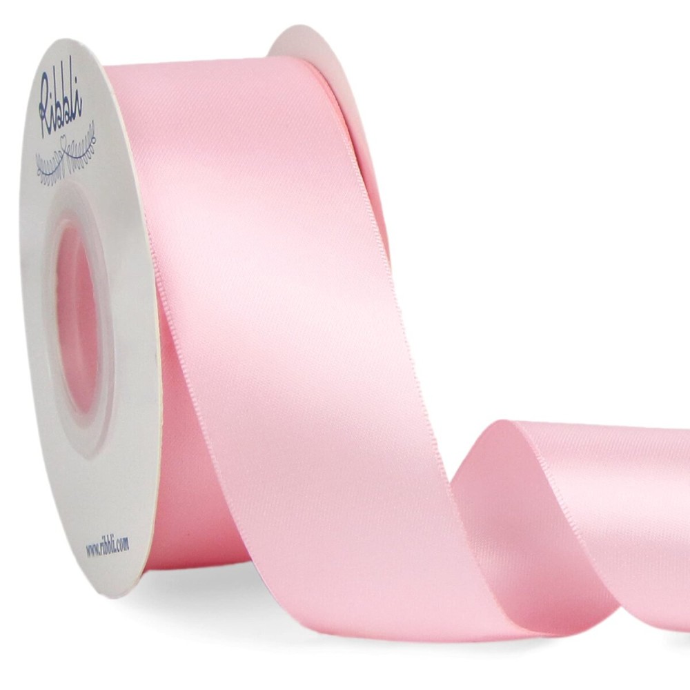 Ribbli Light Pink Double Faced Satin Ribbon,1-1/2 x Continuous 25 Yards,Use for Bows Bouquet,Gift Wrapping,Baby Shower,Floral Arrangement