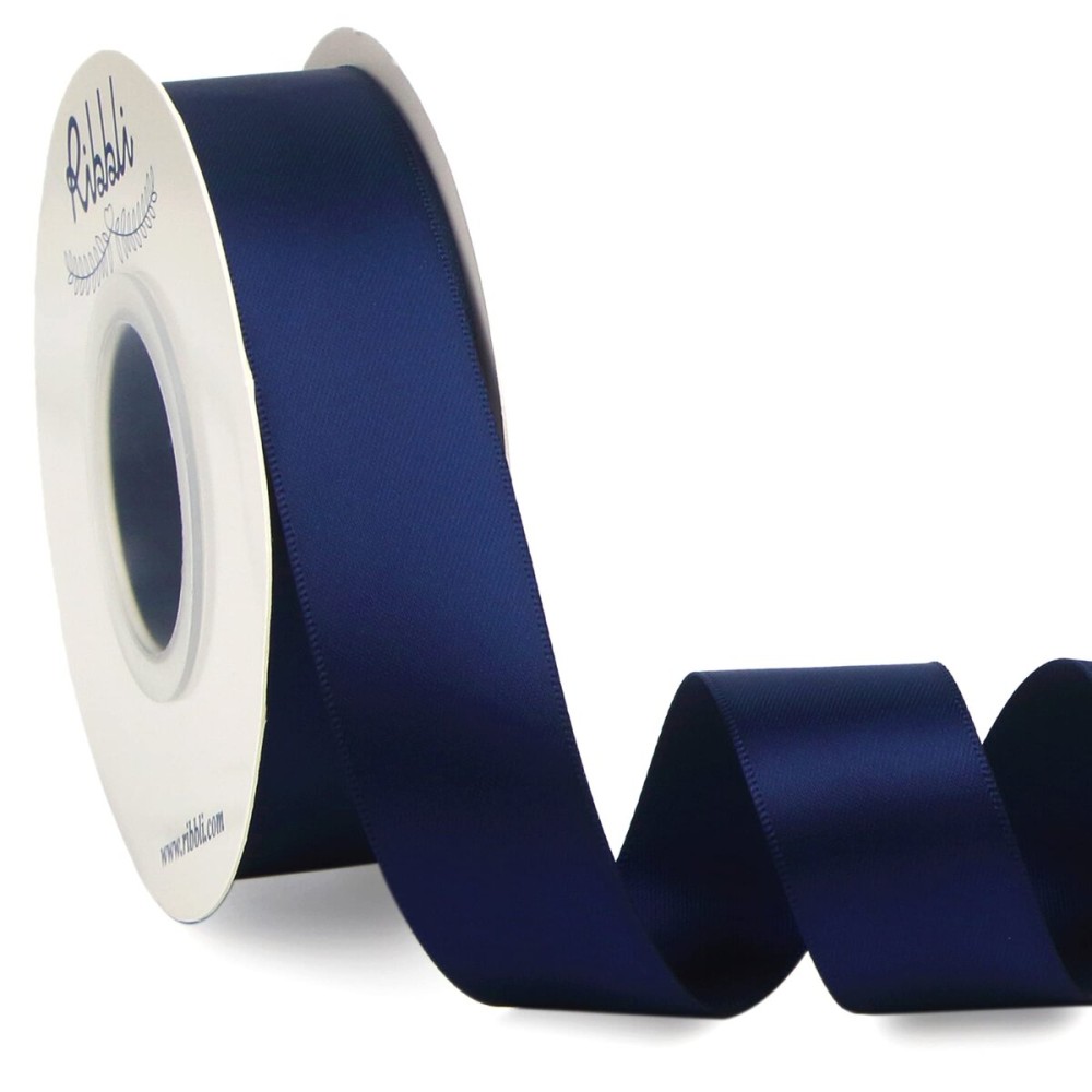 Ribbli Navy Double Faced Satin Ribbon,1 x Continuous 25 Yards,Use for Bows Bouquet,Gift Wrapping,Baby Shower,Floral Arrangement