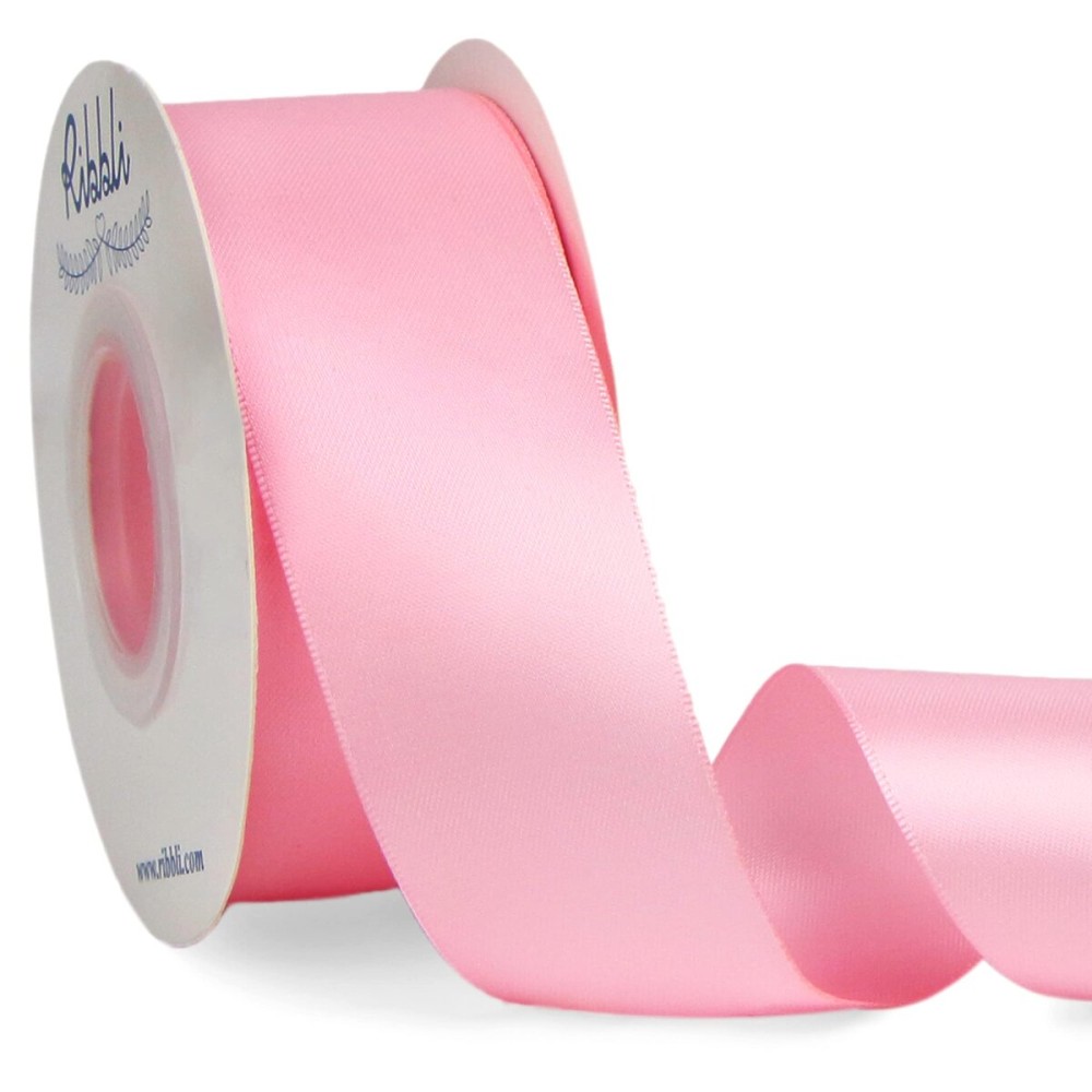 Ribbli Pink Double Faced Satin Ribbon,1-1/2 x Continuous 25 Yards,Use for Bows Bouquet,Gift Wrapping,Baby Shower,Floral Arrangement