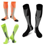 ZFiSt 3 Pair Sport Compression Socks Men Women, Compression Stocking Nurse Socks for Edema TravelTravel(Black+orange+green,XXL)