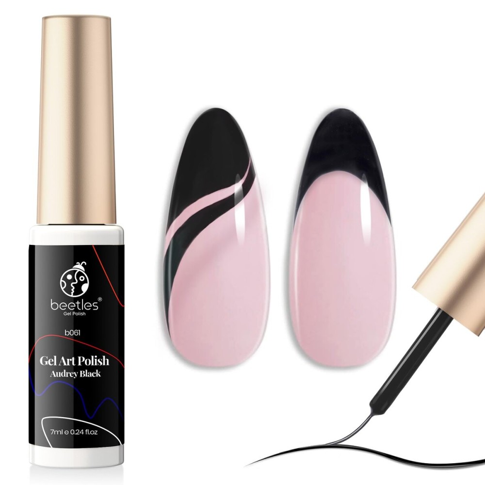 beetles Gel Polish Liner Gel Nail 7ml Classic Black Gel Polish Art Paint for Nails Built,Thin Line Nails Art Brush in Gel Pens UV LED Soak off Comic Nails Manicure DIY Gift for Women