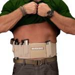 BravoBelt Belly Band Holster - Athletic Flex FIT for Running, Jogging, Hiking - G17-43 S&W M&P 40 Shield | for Men & Women (Tactical Nude, XL - 45 - 55 Belly)