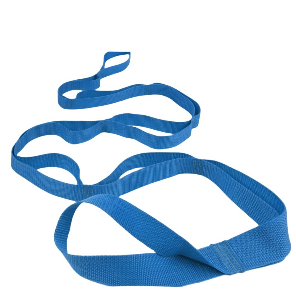 Stretch Strap Yoga Stretching Strap Physical Therapy Rehab Multi-Loop Strap Stretch Bands Nonelastic Exercise Strap for Pilates, Dance and Gymnastics with Instructional Guide (Blue)