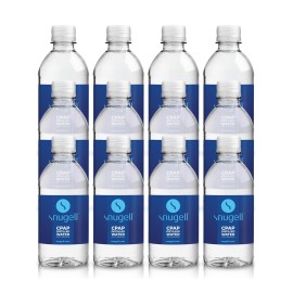 Snugell Distilled Water for CPAP Machines, Travel Size Bottles (12-Pack, 12 oz Each) - Up to 15 Days Supply - Clean, Multi-Use, Travel-Friendly, Made in USA