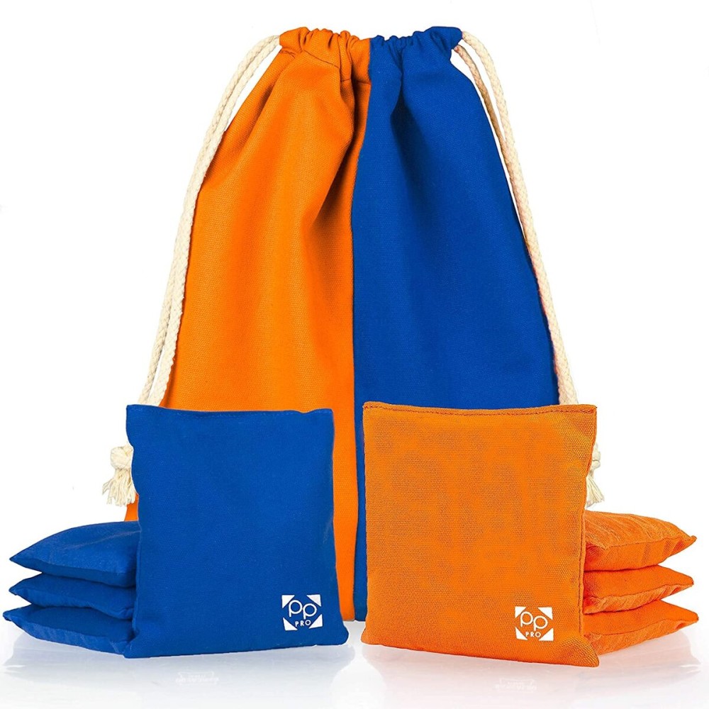 Play Platoon Professional Cornhole Bags - Set of 8 Regulation All Weather Two Sided Bean Bags for Pro Corn Hole Game - 4 Orange & 4 Royal Blue