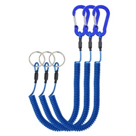Lix&Rix Spiral Retractable Spring Coil Lanyard Leash for Swipe Badge Card,Blue 3pcs.