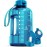 AQUAFIT 64 oz Water Bottle with Time Marker - Straw & Chug Lid - BPA Free Half Gallon Gym Water Bottle with Handle - Big Gallon Jug (Aqua, 64 Ounces)