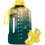 AQUAFIT 1 Gallon Water Bottle with Time Marker - Straw & Chug Lid - BPA Free Gym Water Bottle with Straw - Big Gallon Jug (Forest Fade, 128 oz - 2 Lids)
