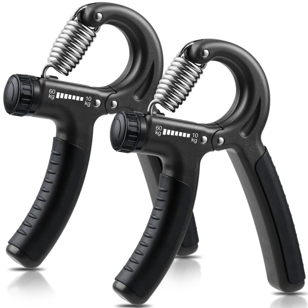NIYIKOW 2 Pack Grip Strength Trainer, Hand Grip Strengthener, Adjustable Resistance 22-132Lbs (10-60kg), Forearm Strengthener, Perfect for Musicians Athletes - Carbon Black