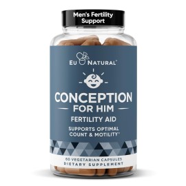 Conception For Him - Fertility Supplements for Men, Male Fertility Booster & Prenatal - Optimal Sperm Count, Motility Strength - Ashwagandha, Folate Folic Acid,Magnesium & Zinc - 60 Veg Soft Capsules