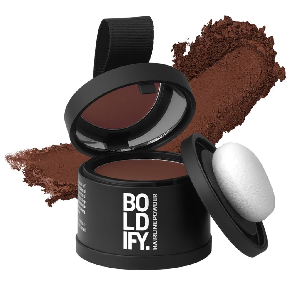 BOLDIFY Hairline Powder - Root Touch Up Hair Color for Gray Coverage - Bald Spot Concealing Hair Powder for Women & Men - 24-Hour Stain-Proof - Auburn