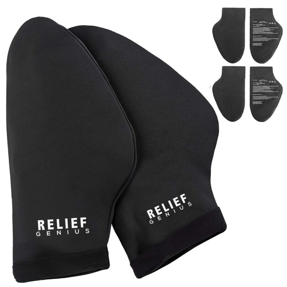 Relief Genius Hand Ice Pack - Cold Therapy for Hands - Ice Gloves for Chemo, Neuropathy, Arthritis, Injuries and Working Hands - Includes 2 Mittens and 4 Reusable and Flexible Gel Ice Packs (Large)