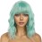 LANCAINI Short Bob Wigs with Bangs for Women Loose Wavy Wig Curly Wavy Shoulder Length Bob Synthetic Cosplay Wig for Girl Colorful Costume Wigs (Mint Green)