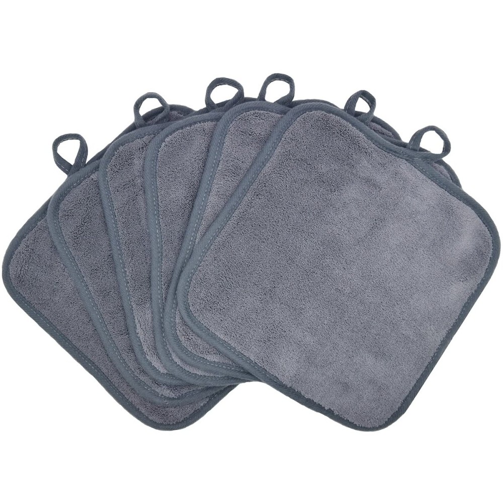 BloomSesame Makeup Remover Cloths for Face, Eye, Lips - Reusable Makeup Remover Pads Soft Microfiber Facial Cleansing Cloths 8 x 8 inch 6 Pack (Gray)