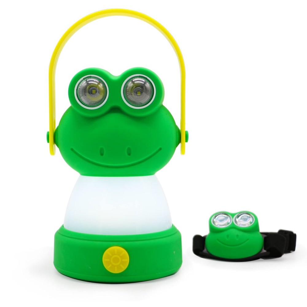 Outdoor Equipment LED Camping Lantern & Headlamp Set for Kids, FANT.LUX Battery Powered Night Light for Emergency, Hurricane, Lightweight Tent Lamp for Children (Frog Set)