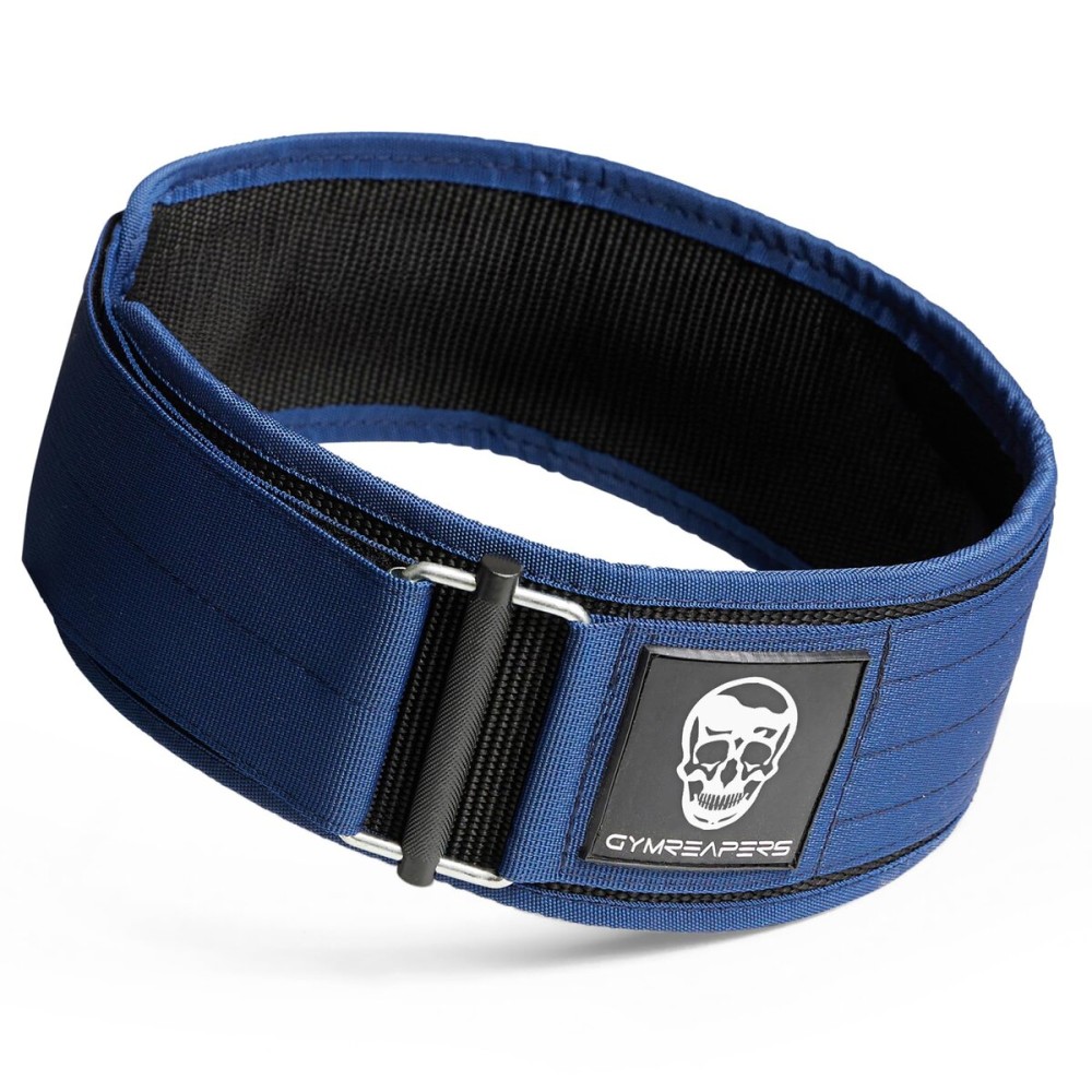 Gymreapers Quick Locking Weightlifting Belt for Bodybuilding, Powerlifting, Cross Training - 4 Inch Neoprene with Metal Buckle - Adjustable Olympic Lifting Back Support (Navy, X-Large)
