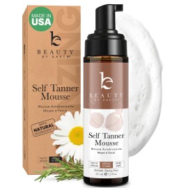 Self Tanner Mousse - USA Made with Natural & Organic Ingredients, Self Tanning Mousse for Dark Fake Tan, Sunless Tanner, Clear & Non Toxic Tanning Foam for Streak Free Finish & Natural Glow