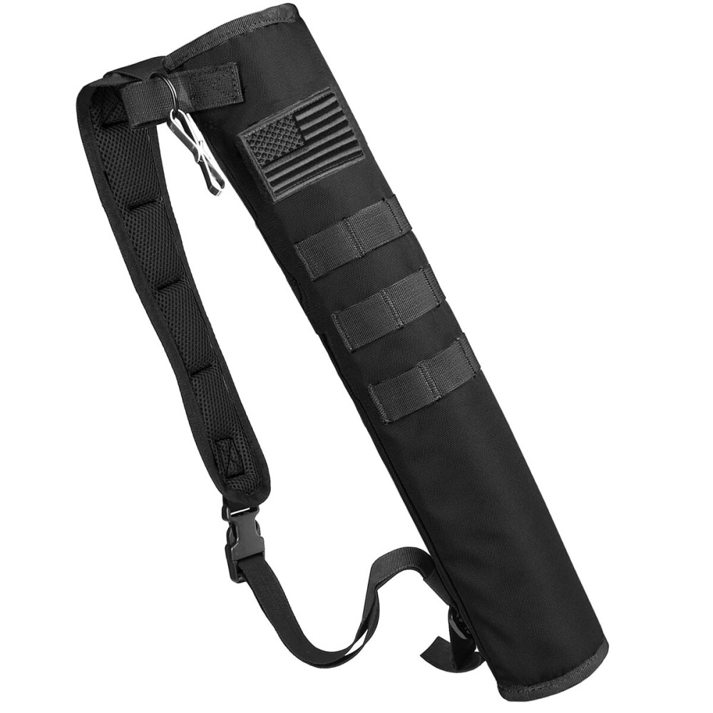 KRATARC Archery Lightweight Back Arrow Quiver Dual Use Foldable Compact Hip Arrows Bag with Molle System Hanged for Target Shooting (Black- diameter 3.5\'\')