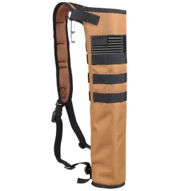 KRATARC Archery Lightweight Back Arrow Quiver Foldable Compact Hip Arrows Bag with Molle System Hanged for Target Shooting (Brown- Diameter 4\'\')