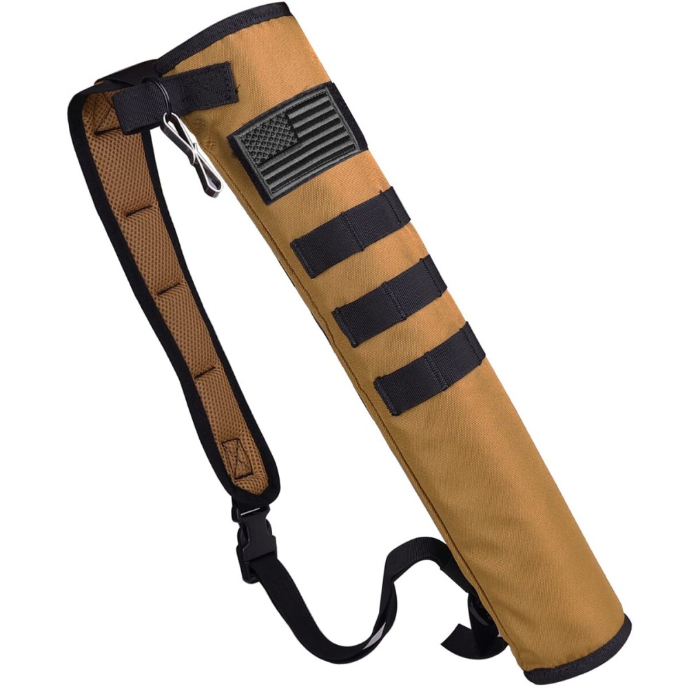 KRATARC Archery Lightweight Back Arrow Quiver Dual Use Foldable Compact Hip Arrows Bag with Molle System Hanged for Target Shooting (Brown- diameter 3.5\'\')