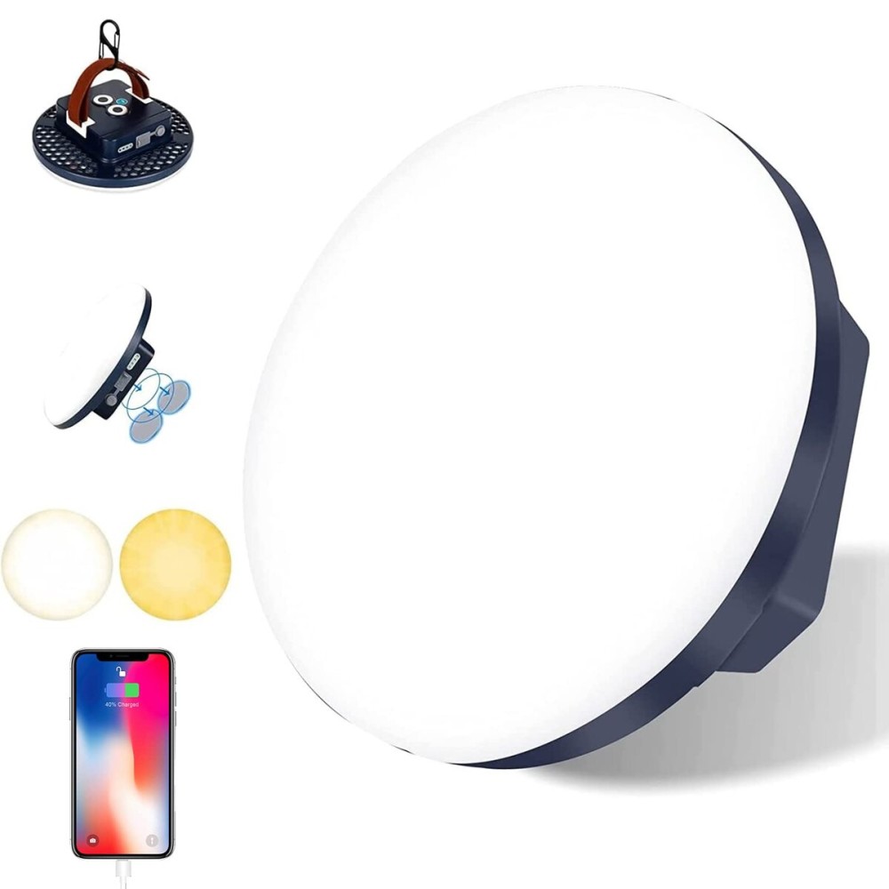 IODOO 16500mAh 3000LM 3000K 6000K Flashlight Portable LED Camping Lantern Rechargeable Light 60W with Magnet IP65 Waterproof Tent Light Power Failure