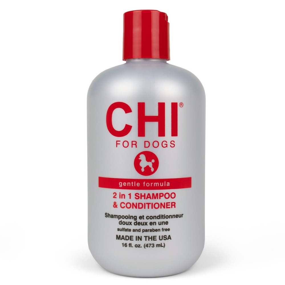 CHI for Dogs Gentle 2-in-1 Shampoo and Conditioner - Softening and Cleansing Formula for Puppies and Adult Dogs - pH Balanced Dog Wash for All Coat Types - 16 Fl Oz