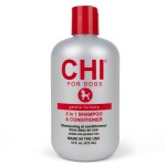 CHI for Dogs Gentle 2-in-1 Shampoo and Conditioner - Softening and Cleansing Formula for Puppies and Adult Dogs - pH Balanced Dog Wash for All Coat Types - 16 Fl Oz