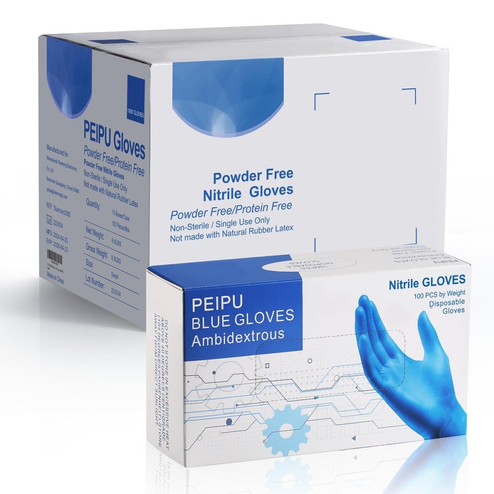 PEIPU Nitrile Disposable Gloves(X-Large, 1000-Pack)Powder Free, Cleaning Service Gloves, Latex Free