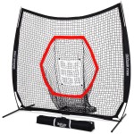 GoSports 7 ft x 7 ft Baseball & Softball Practice Hitting & Pitching Net with Bow Type Frame, Carry Bag and Strike Zone, Great for All Skill Levels