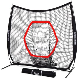 GoSports 7 ft x 7 ft Baseball & Softball Practice Hitting & Pitching Net with Bow Type Frame, Carry Bag and Strike Zone, Great for All Skill Levels
