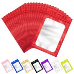 100 Pieces Resealable Mylar Bags with Zip and Frosted Clear Window Bags Packaging Bag Foil Pouch Zipper Bag for Food Self Sealing Storage Supplies (Red, 5.12x8.27 inch)