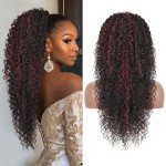 Youthfee 27 Drawstring Ponytail Deep Curly Heat Resistant Synthetic Instant Clip Ponytail Extension Protective Style Afro Kinky Curly Hair Pieces for Women
