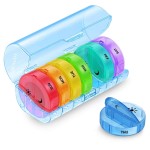 Sukuos Large Weekly Pill Organizer 2 Times a Day, Daily Pill Box 7 Day Easy to Open with Double Protection, AM PM Pill Case for Medicine/Vitamin/Fish Oil/Supplements (Blue)