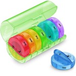 Sukuos Large Weekly Pill Organizer 2 Times a Day, Daily Pill Box 7 Day Easy to Open with Double Protection, AM PM Pill Case for Medicine/Vitamin/Fish Oil/Supplements (Green)