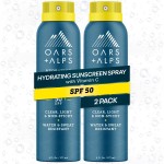 Oars + Alps Sunscreen Spray for Face & Body Spray Sunscreen Infused with Vitamin C & Antioxidants, No White Residue, Water & Sweat Resistant, All Skin Types, Lightweight, Hydrating, SPF 50, 6 Oz, 2pk