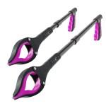 Grabber Reacher Tool - 2 Pack - Latest Version Long 19/32 Inch Foldable Pick Up Stick - Strong Grip Magnetic Tip Lightweight Trash Picker Claw Reacher Grabber Tool for Elderly Reaching, Luxet (Pink)