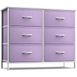 Sorbus Dresser with 6 Drawers - Furniture Storage Tower Unit for Bedroom, Hallway, Closet, Office Organization - Steel Frame, Wood Top, Easy Pull Fabric Bins (6-Drawer, Pastel Purple)