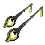 Grabber Reacher Tool - 2 Pack - Latest Version Long 19 and 32 Inch Foldable Pick Up Stick - Strong Grip Magnetic Tip Lightweight Trash Picker Claw Reacher Grabber Tool for Elderly Reaching, (Yellow)