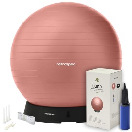 Retrospec Luna Exercise Ball with Pump - Anti-Burst Fitness Equipment for Yoga, Core Training & Stability - Home Gym Swiss Ball for Office & Pregnancy