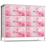 Sorbus Kids Dresser with 6 Drawers - Storage Chest Organizer Unit with Steel Frame, Wood Top & Handles, Tie-dye Fabric Bins for Clothes - Wide Furniture for Bedroom Hallway Kids Room Nursery & Closet